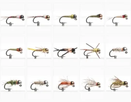 Fishing flies included in the Euro Nymph Assortment